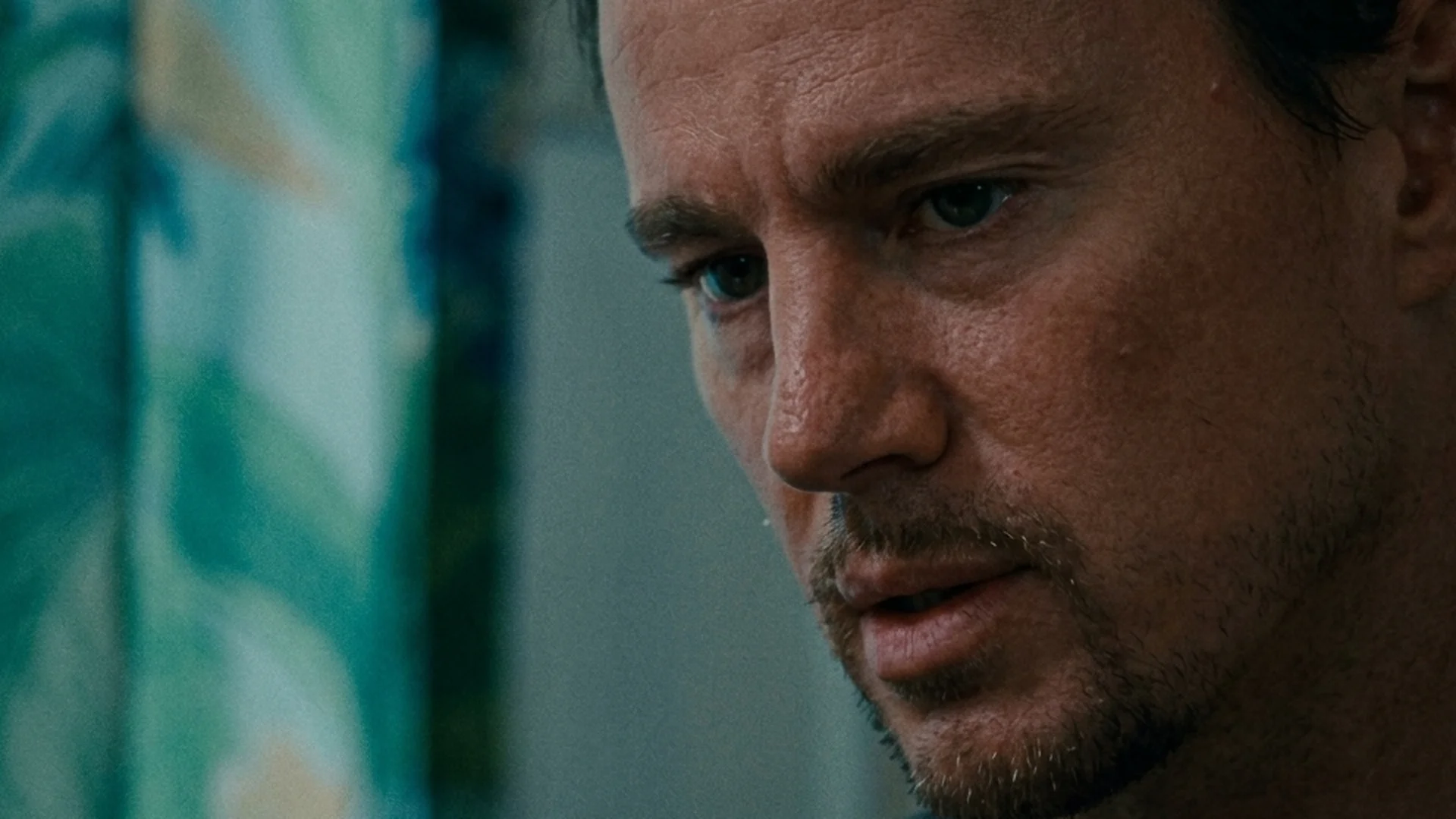Channing Tatum as Jeffrey Manchester in a tense close-up in Roofman