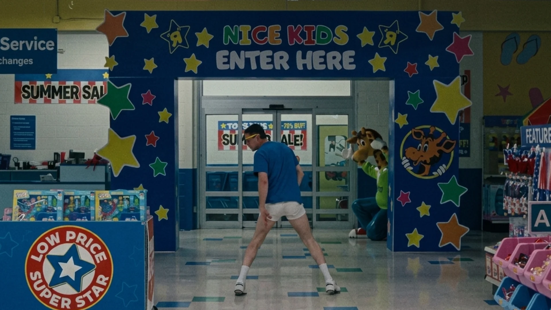 The bright interior of a Toys R Us store in Roofman