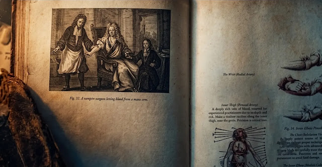 An old occult volume open in the Talamasca archive in Talamasca: The Secret Order